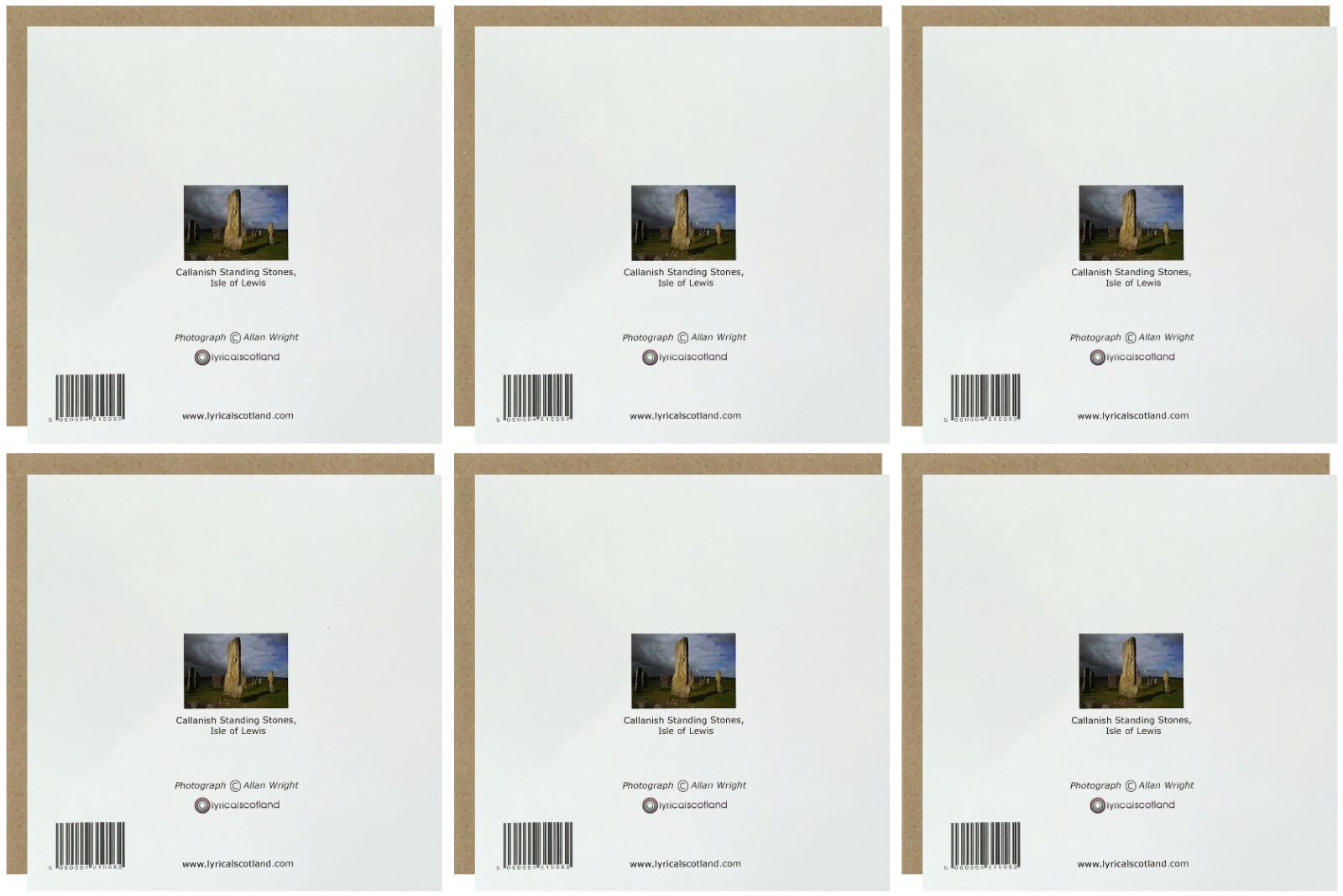 LYRICAL Scotland 6 Set Of 15cm x 15cm Callanish Stone Scene of Scotland Birthday