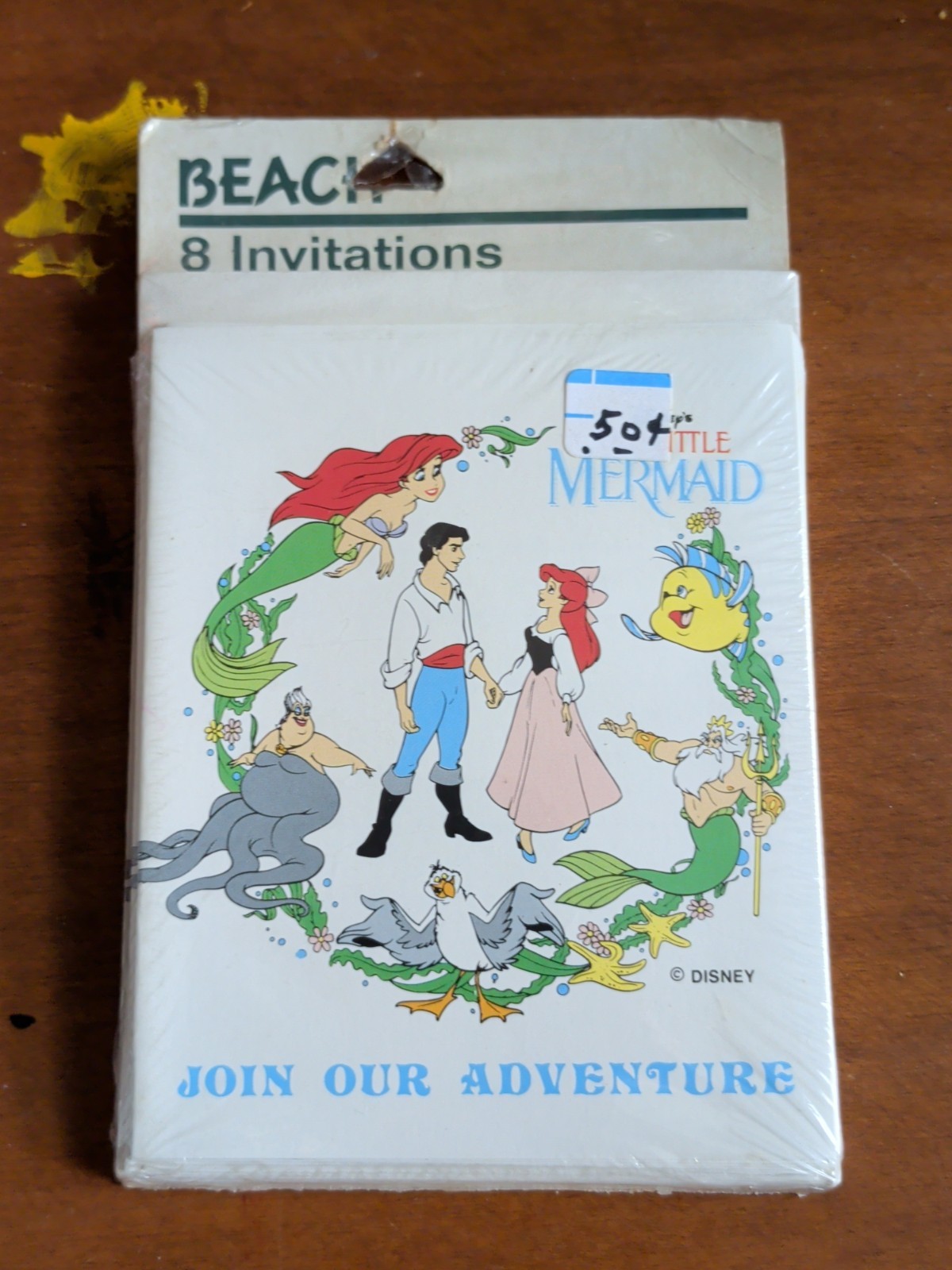 Vintage Sealed Disney The Little Mermaid Party Invitations by Beach Qty 8