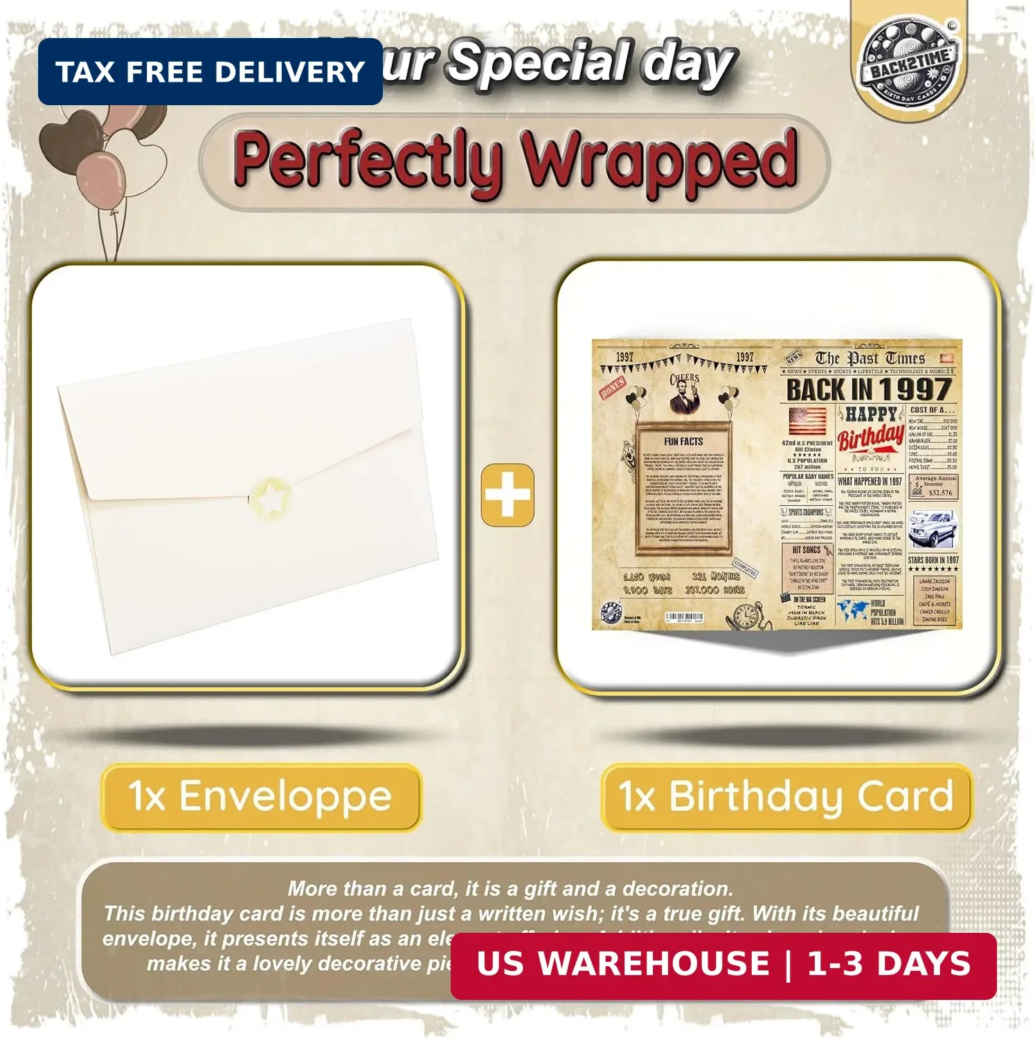 29th Birthday Card for Women Men – Back In 1997 Newspaper – 29 th Happy BIRTHDAY