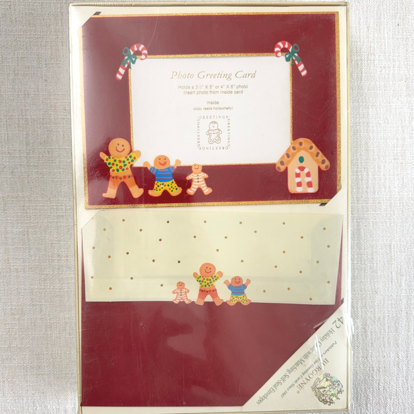 Burgoyne 42 Christmas Photo Greeting Cards Envelopes Gingerbread Holiday NOS