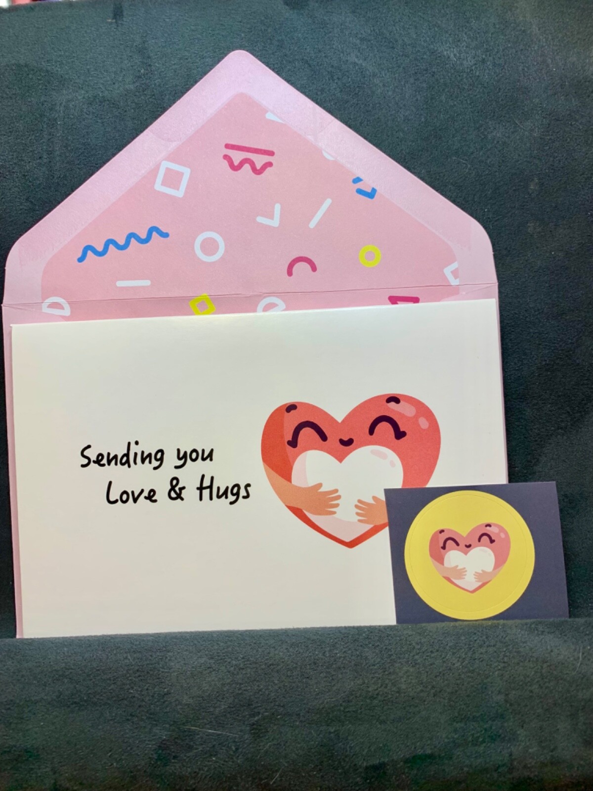 Thinking of You Encouragement Greeting Card Sweet Heart Sending Love and Hugs