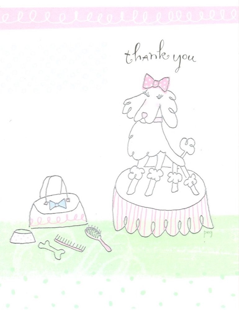 Thank You Poodle Diva Poodles Purse Bones Hallmark Blank Note Cards Set of 5