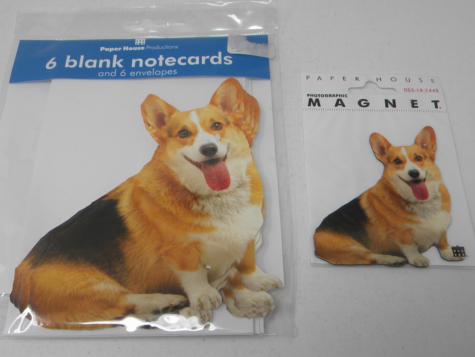 6 Blank CORGI Die Cut Dog Note Cards w/Envelopes + Magnet