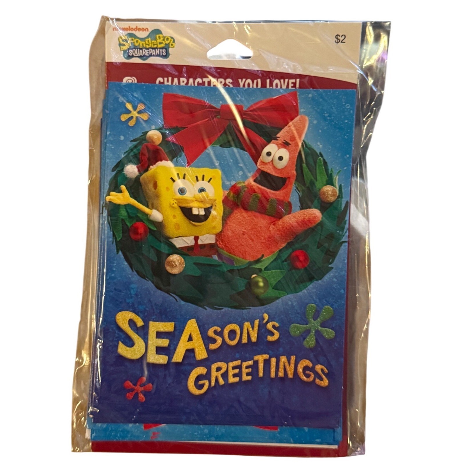 SpongeBob SquarePants Season’s Greetings Christmas Holiday Cards 8 Pack New