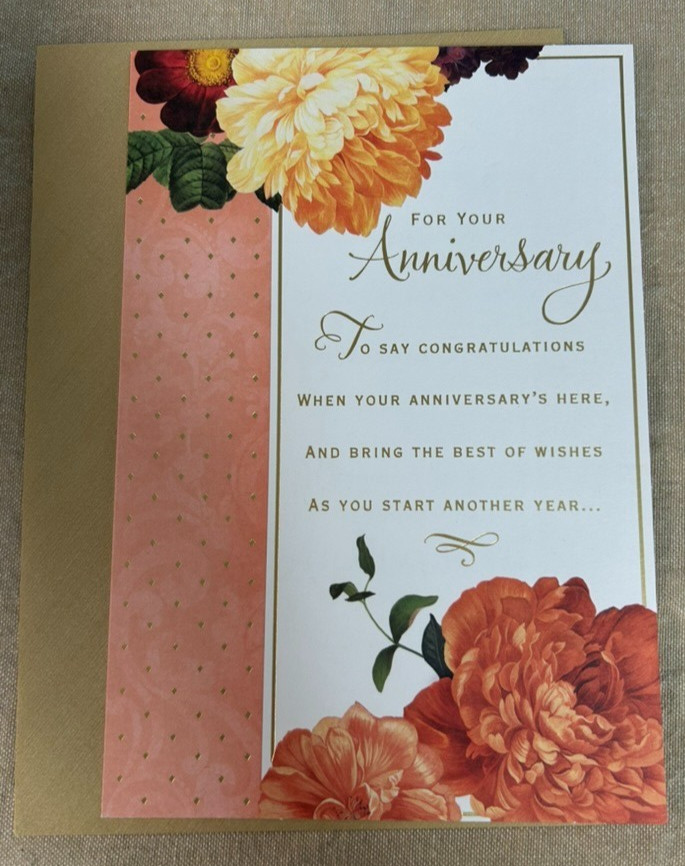 Happy Anniversary Greeting Card W/ Envelope ~ For Your Anniversary