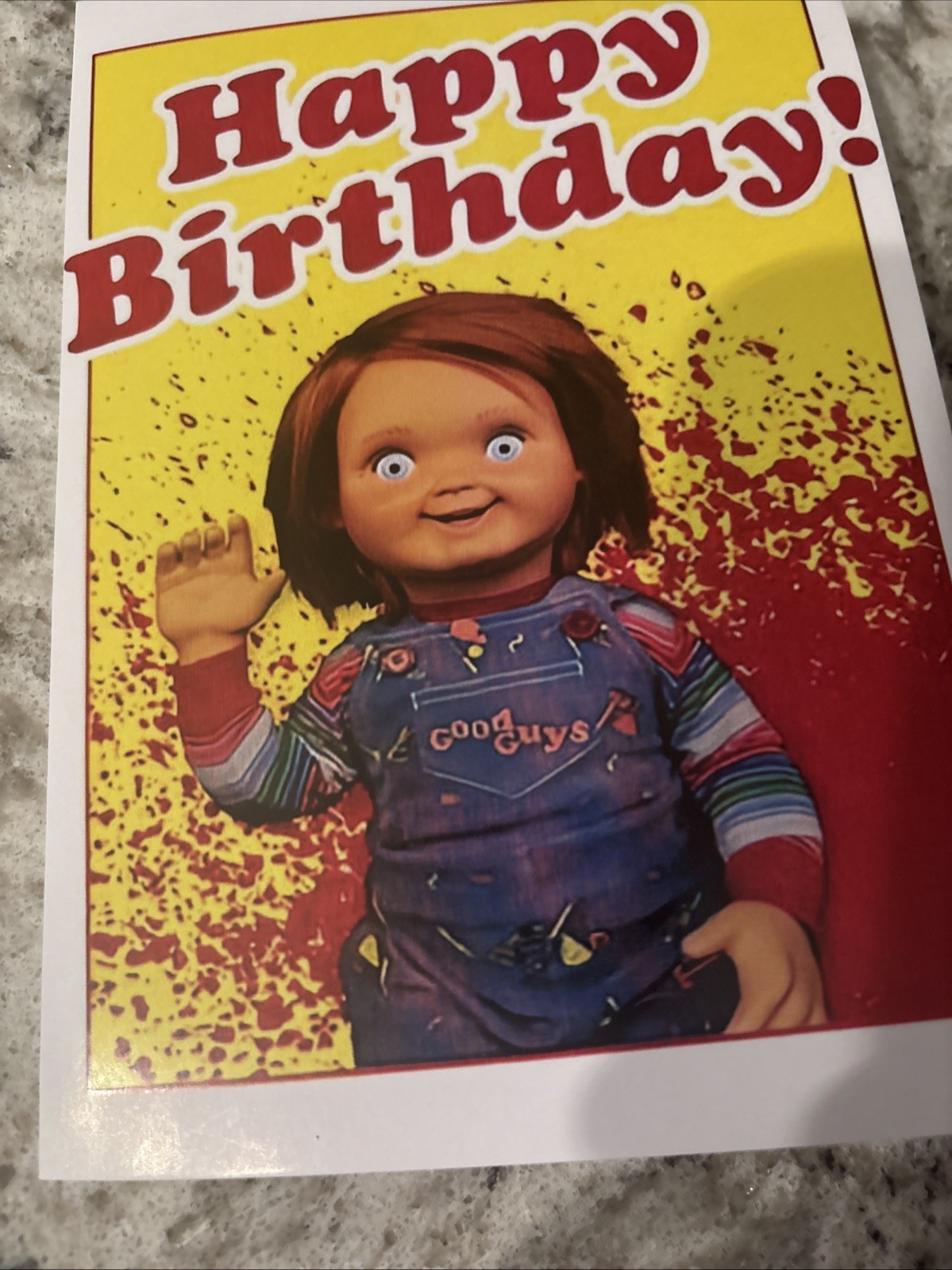 Birthday Chucky Horror Movie Funny 4.6”x6.6” Blank Inside Greeting Card