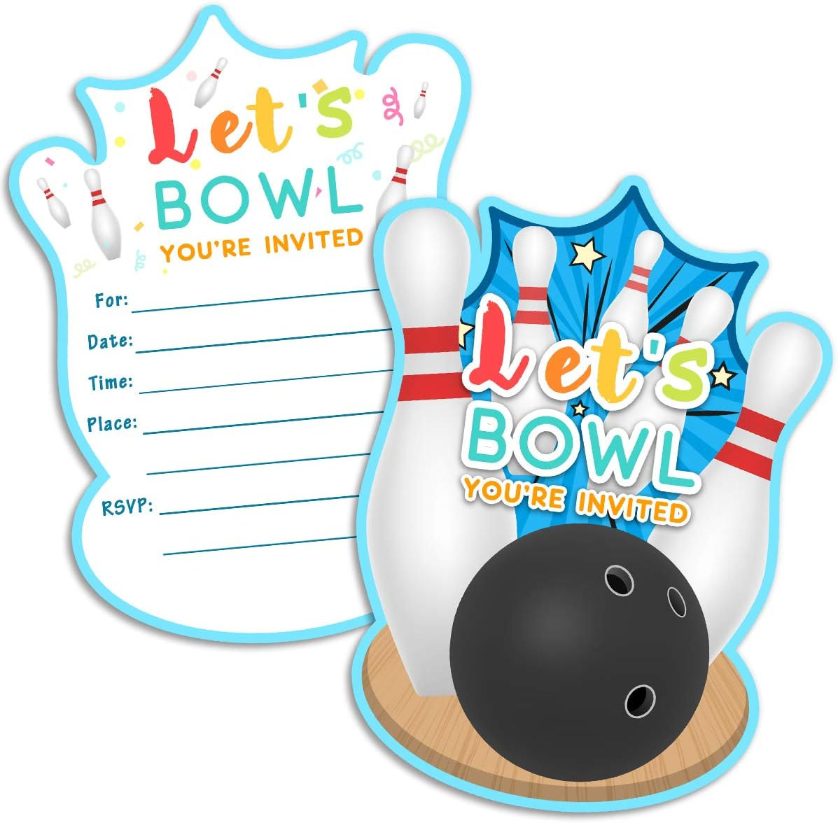 Yangmics Direct 30 Bowling Birthday Party Invitations with Envelopes-Double Side