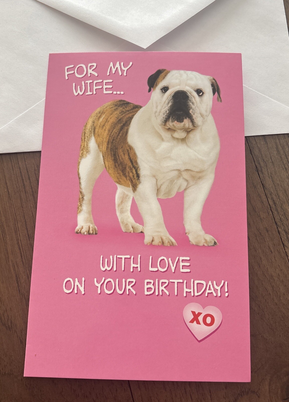 Birthday For My Wife With Love Bull Dog Cute 5”x7.75″ Stockwell Greeting Card