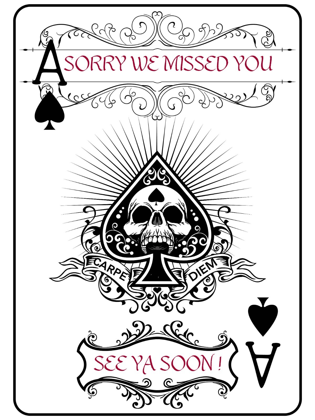 Gag Crazy Memento Mori Carpe Diem Grim Reaper 666 Notice invitation Card 13