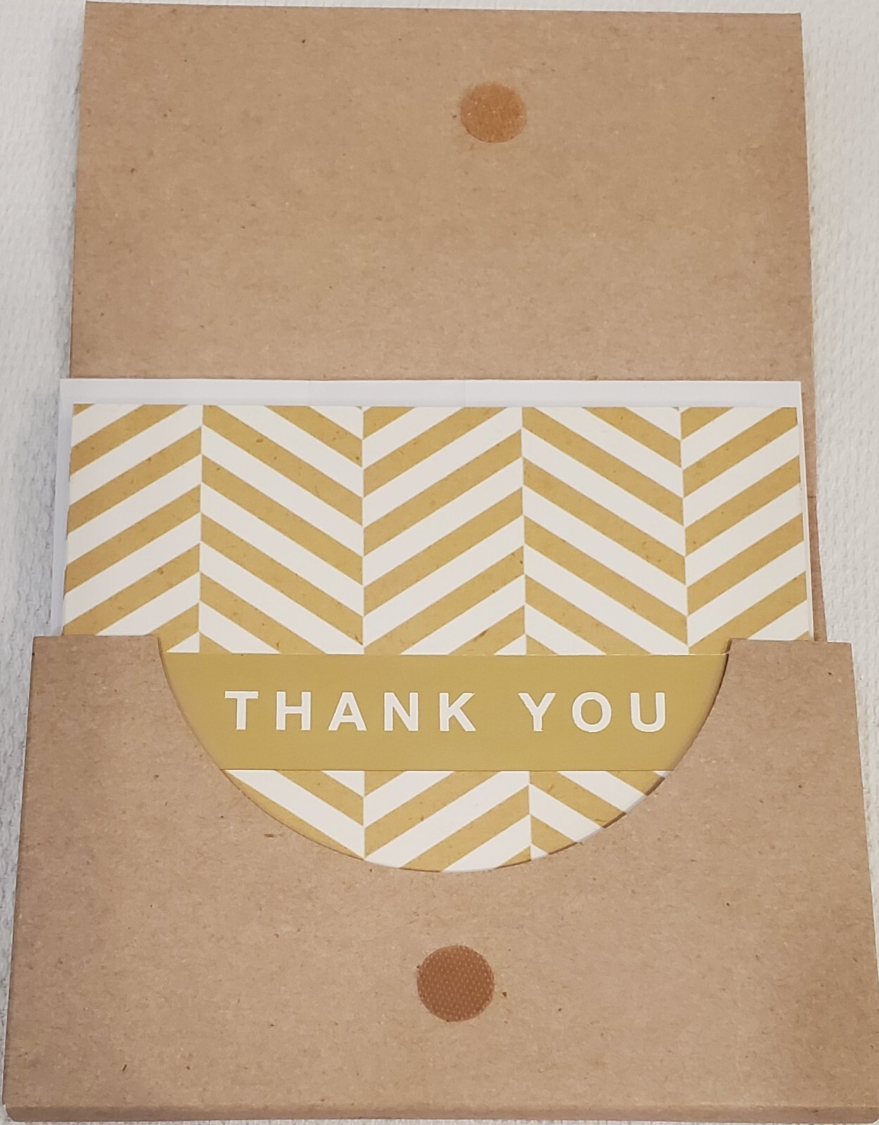 NEW Hallmark – Gold and White Chevron Thank You Note Cards (10 Cards/Envelopes) 