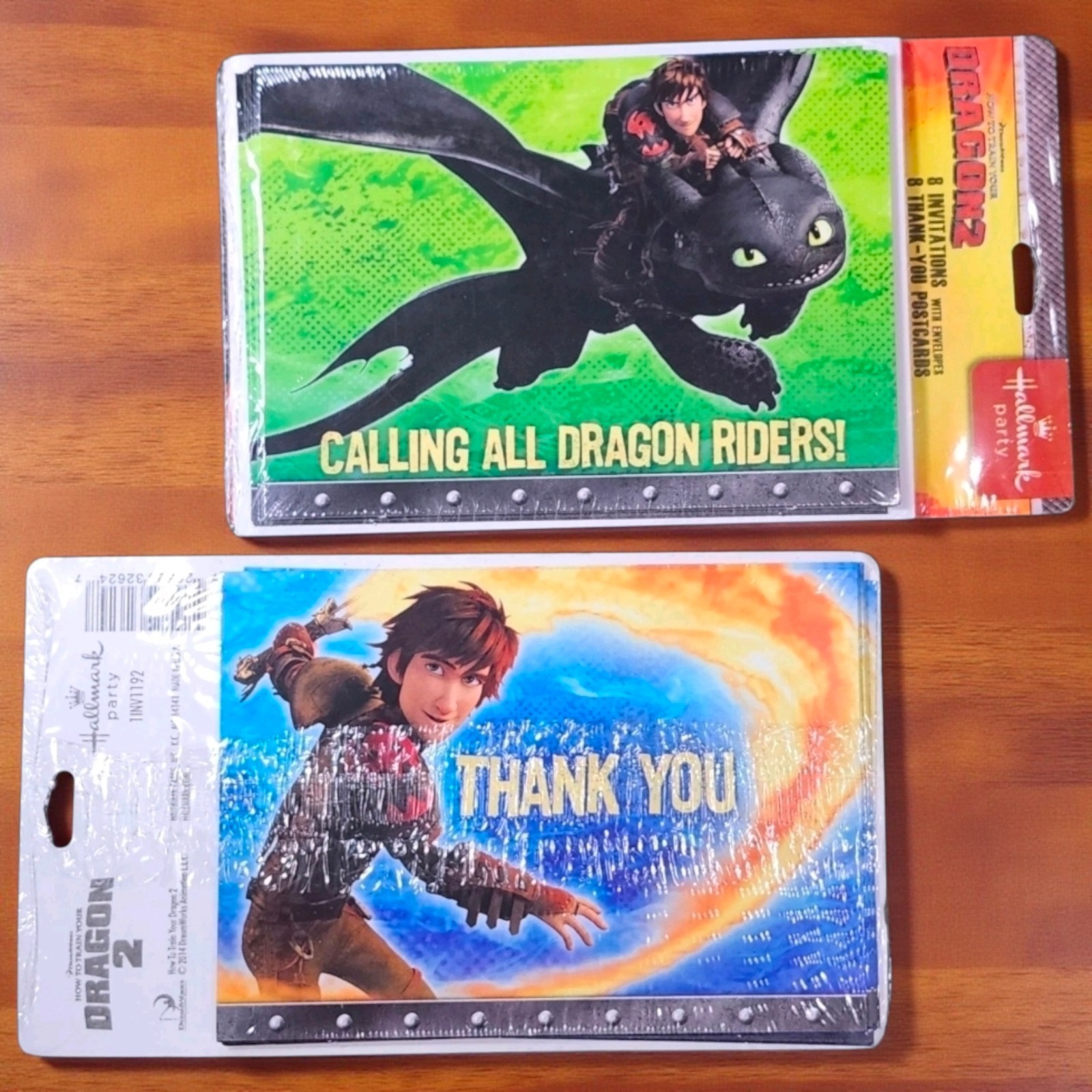 Two How to Train Your Dragon 2 Party Invites & Thank You Cards Hallmark Lot NOS