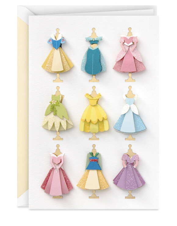 Hallmark Blank Card by Signature ~ 3D Disney’s Princess Dresses ~ Intricate Art