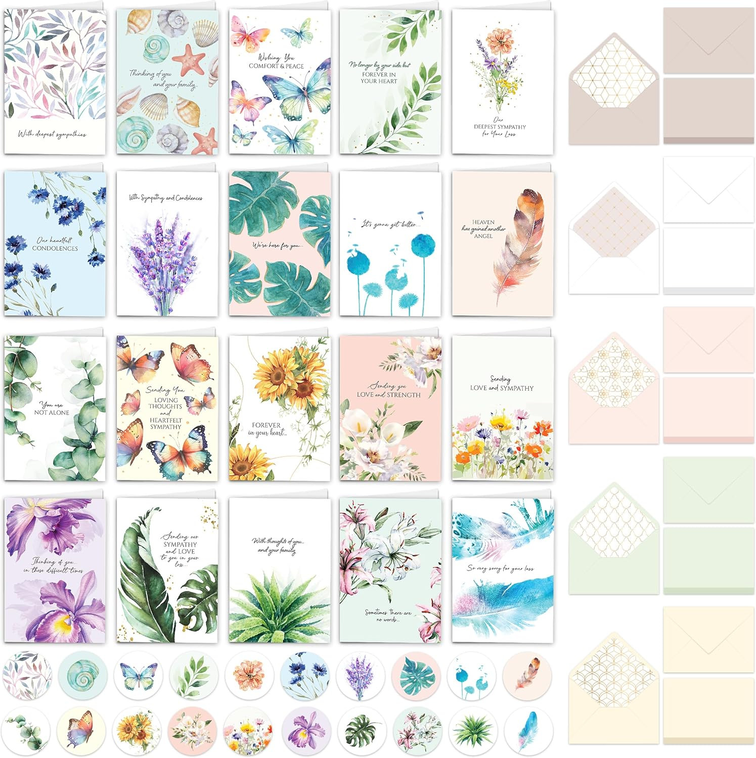 20 Pack Foiled and Glittery 5X7In Textured Box of Sympathy Cards with Envelopes