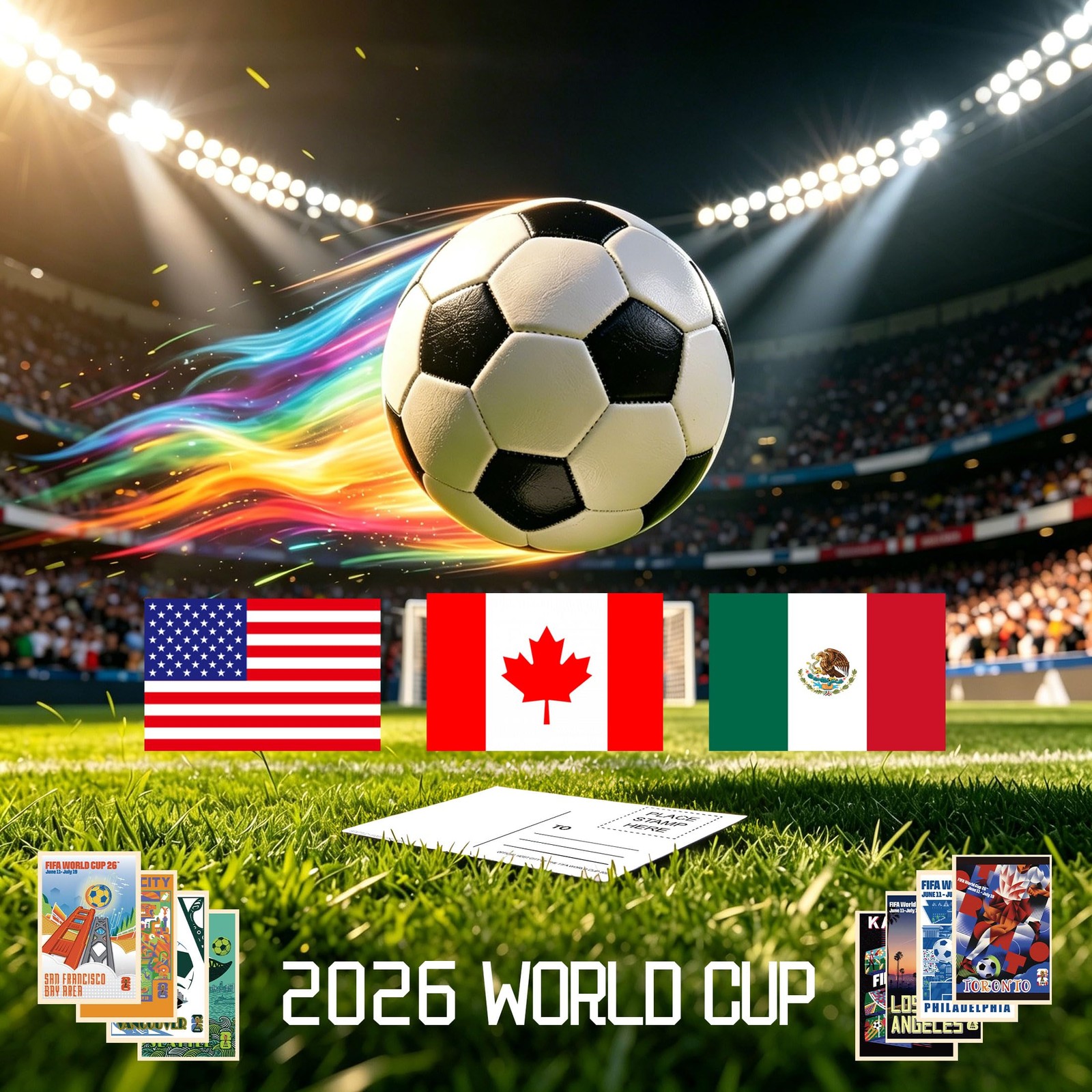 Postcards World Cup Decorations Host City Landmarks 4 x 6 in 32 Count 16 Designs