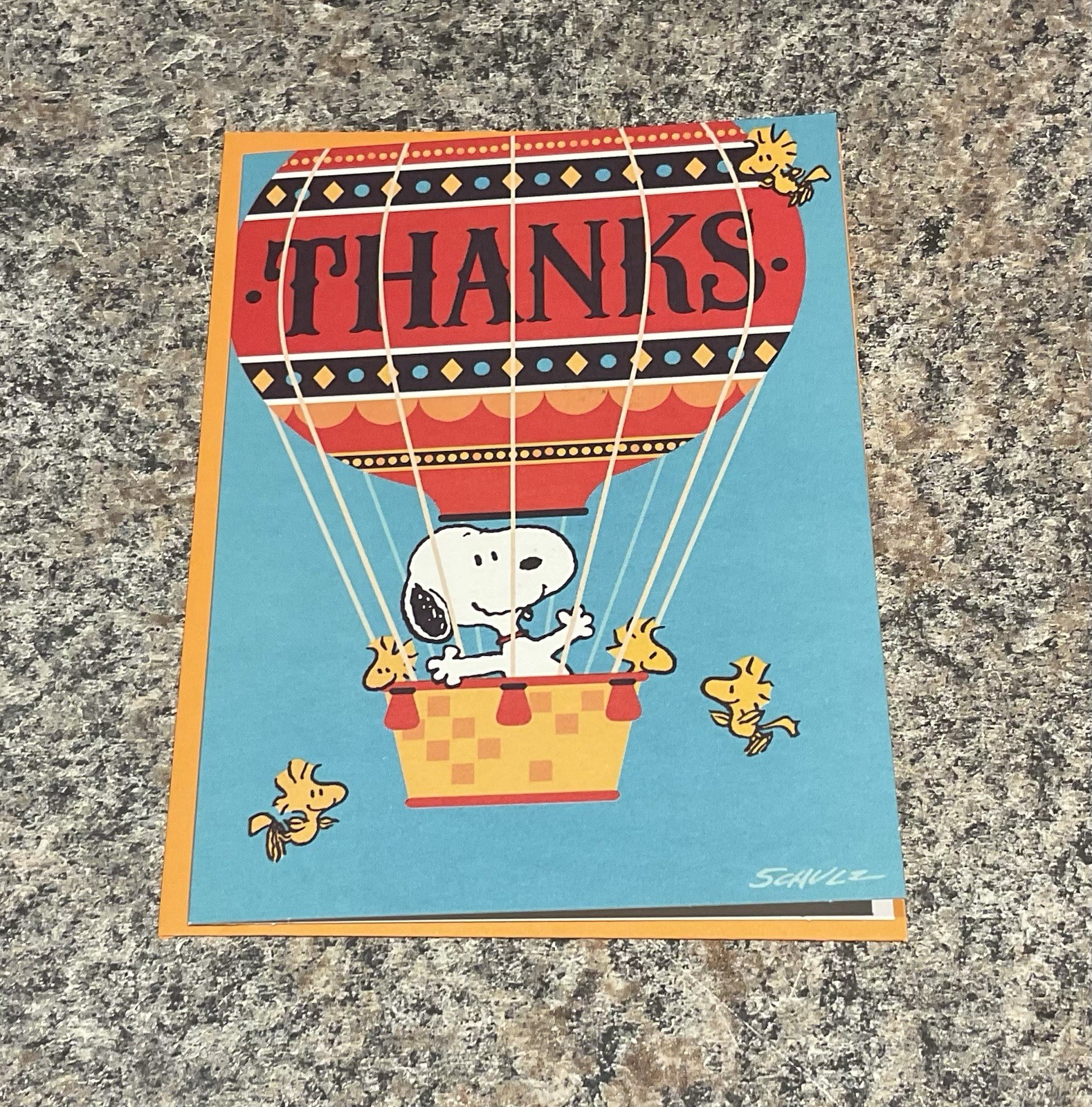 Hallmark Greeting Card — Thanks — *Peanuts Snoopy/Woodstock Hot Air Balloon*