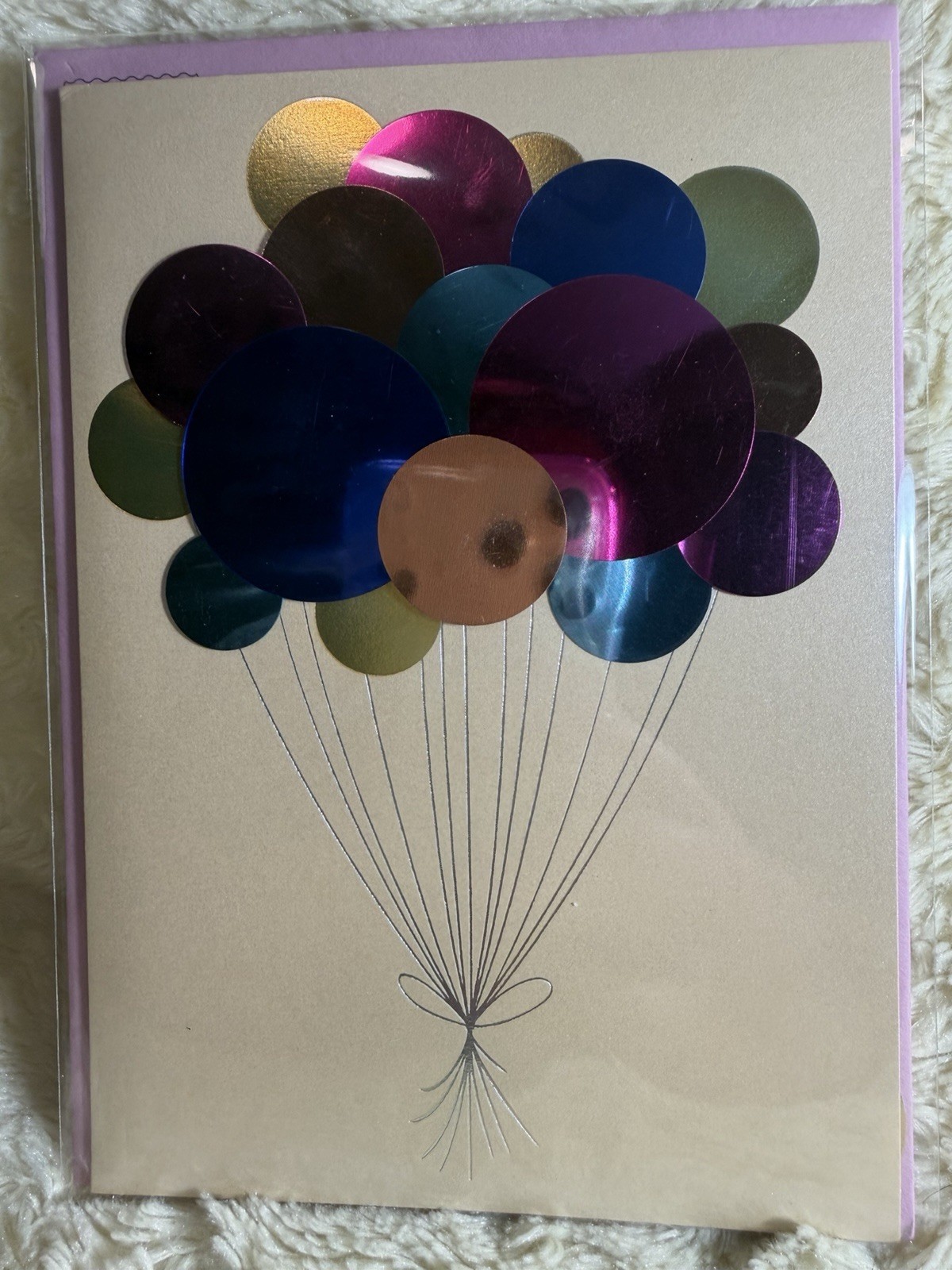 Papyrus Birthday Card Metallic Foil 3D Die Cut Bunch of Balloons Fabulous Year