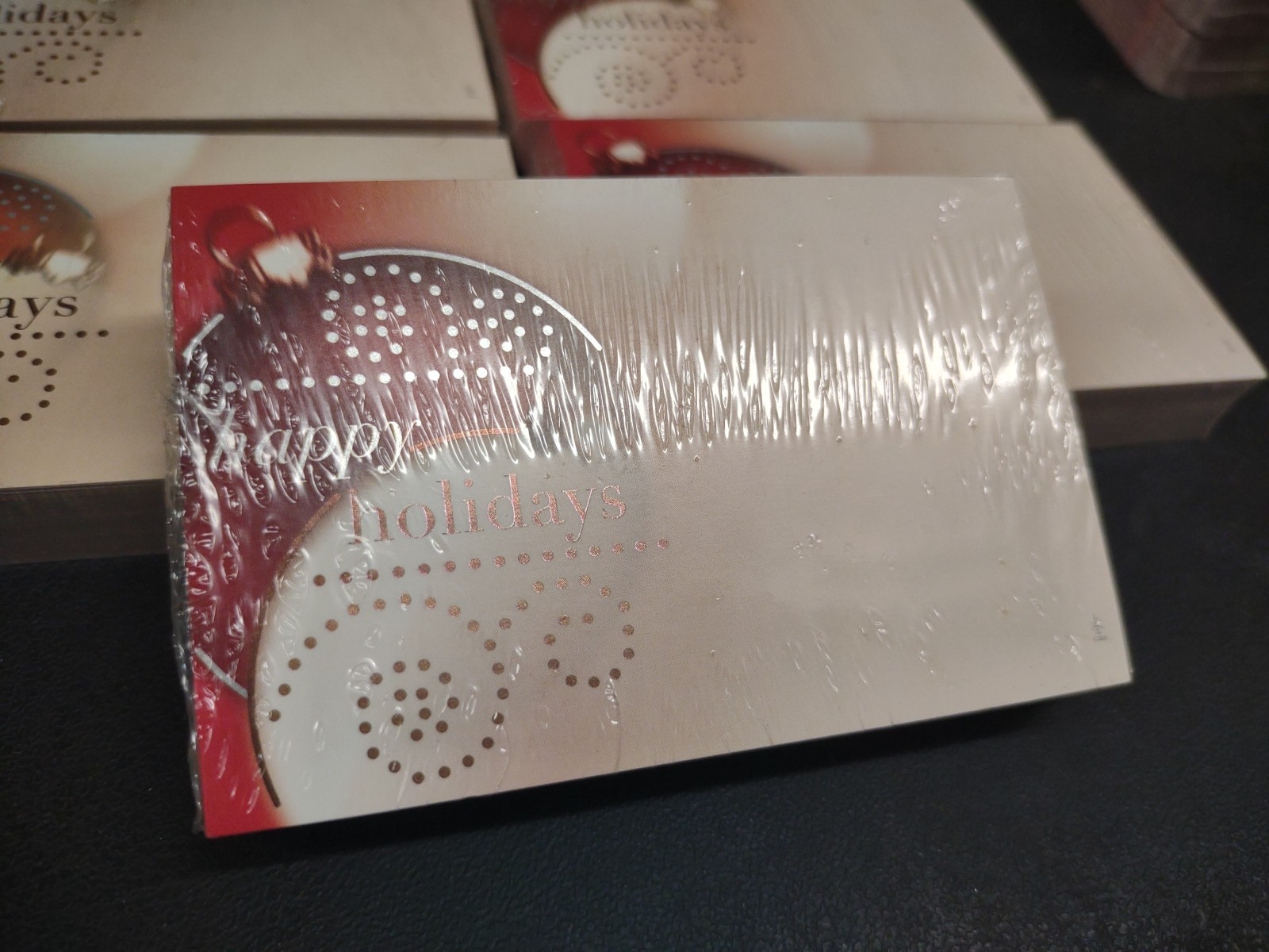 50 Floral Enclosure Cards, “Happy Holidays” Christmas Card, Gold & Silver
