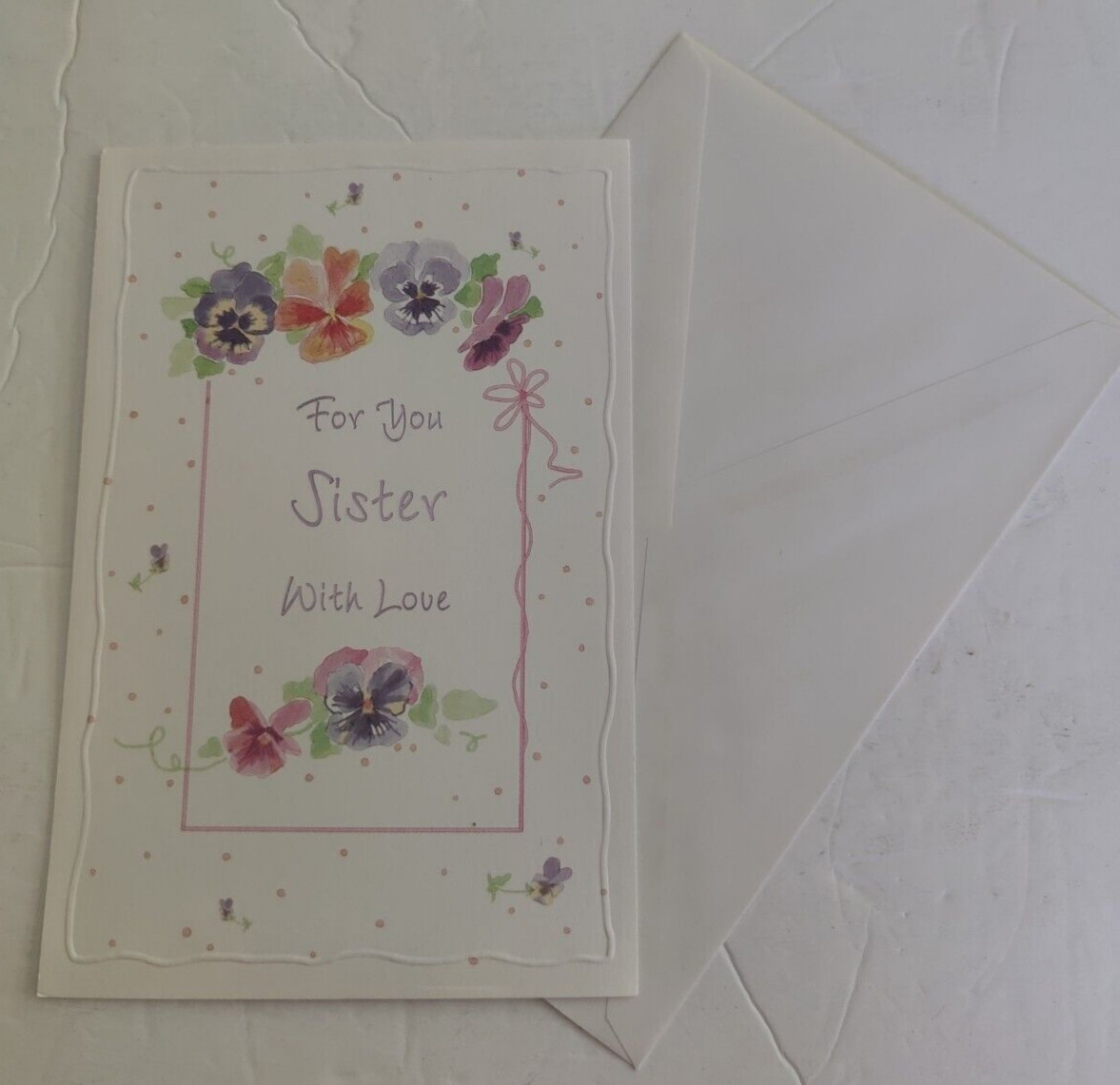 Sister Happy Birthday Greeting Card with Envelope Flowers