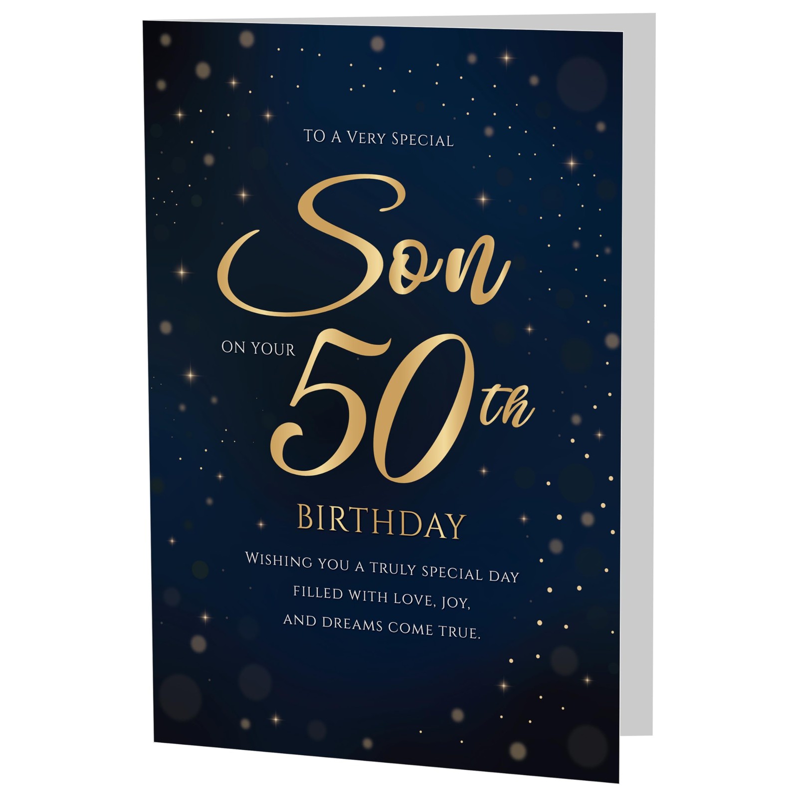 50Th Birthday Card for Son â€“ Navy Gold A5 Greeting Card with Printed Verse …
