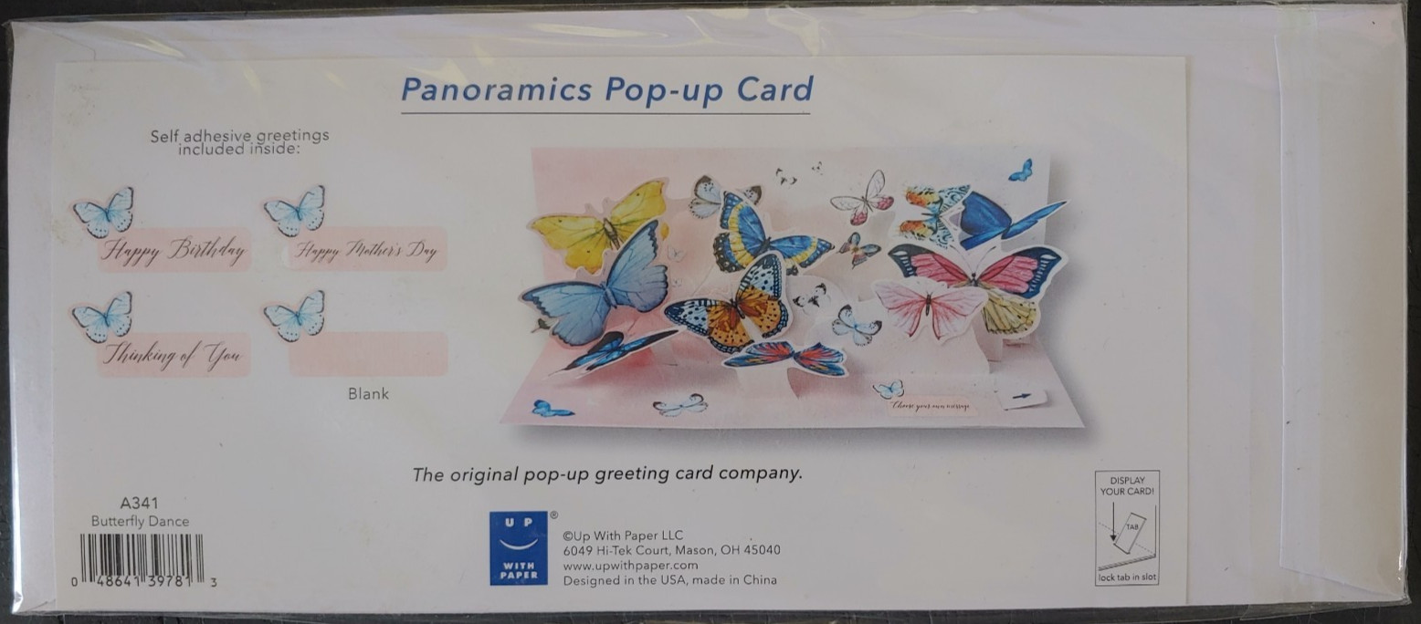 Up With Paper Pop-Up Panoramics Greeting Card – Butterfly Dance, multi colored