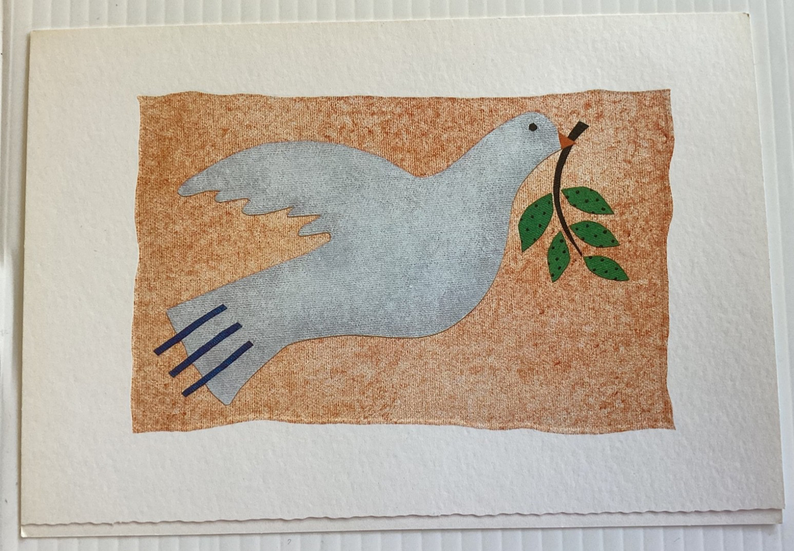 Hallmark CHRISTMAS CARDS (10) “PEACE” Green White DOVE + OLIVE BRANCH +Envelopes