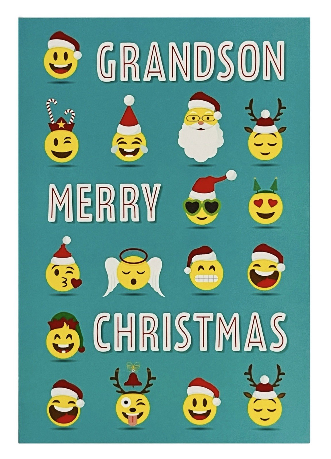 Christmas Card For Grandson Funny Christmas Emojis Multicolor Hallmark Card NEW