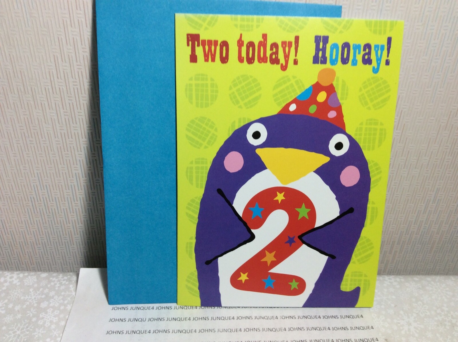 HAPPY 2nd BIRTHDAY CHILDREN’S CARD RSVP New w/Envelope “TWO today! Hooray!..”