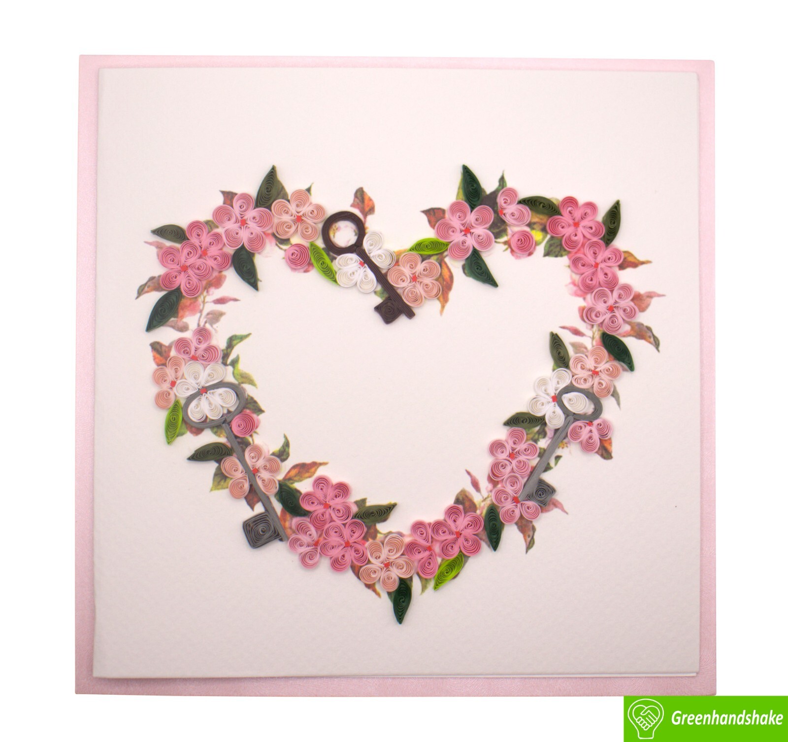 Floral Heart Lock Quilling Greeting Card – Unique Dedicated Handmade Art