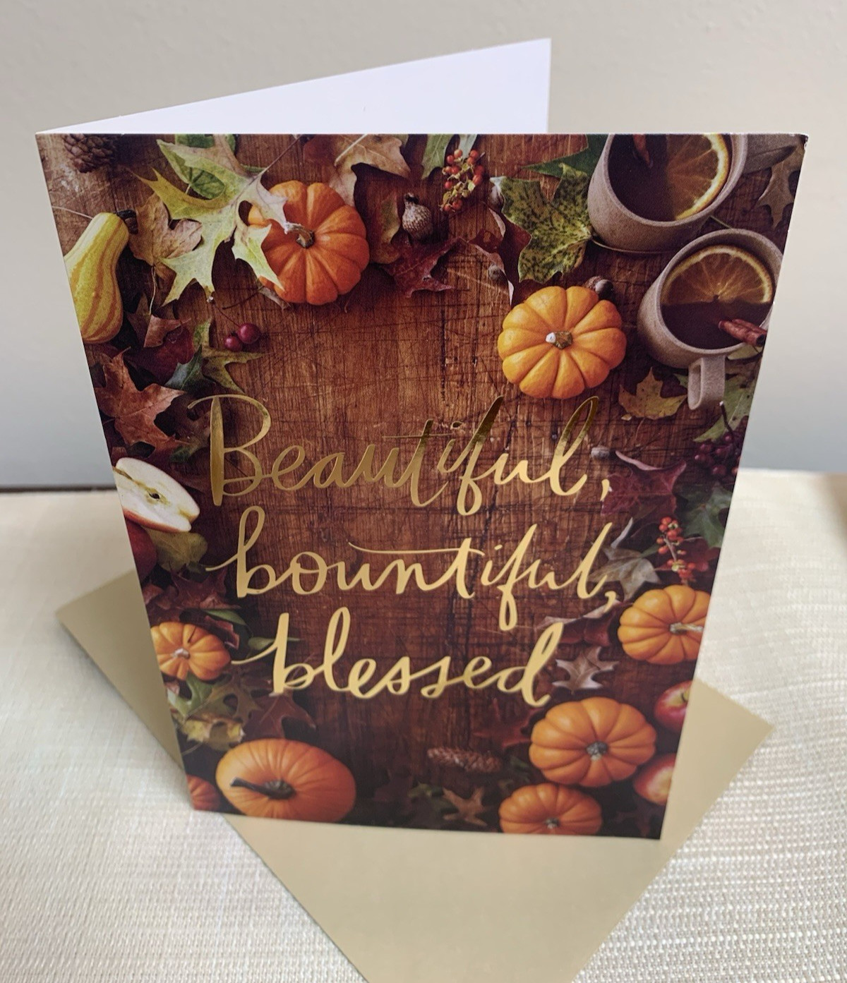 Happy Fall Autumn Thanksgiving Pumpkin Blessed Harvest Hallmark Greeting Card