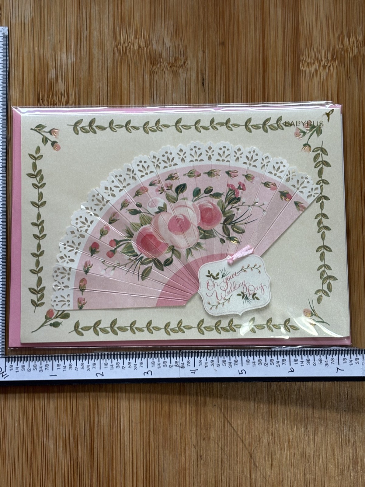 Papyrus Embellished Greeting Card ON Your WEDDING DAY Fan Marriage Floral Cutout