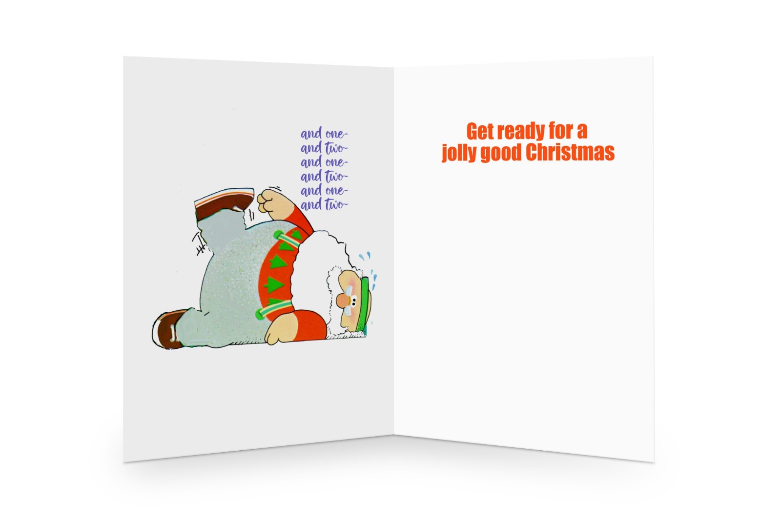 Funny Exercise Santa Holiday Card, 12-Pack w/Envelopes, A6 Size 6.25″ x 4.5″