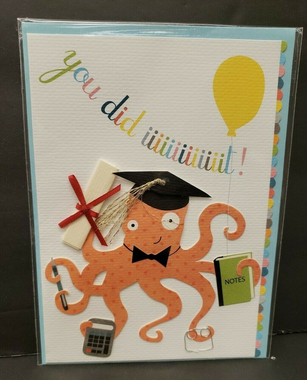 You Did It! Graduation Embellished 5″ x 7″ Greeting Card Octopus