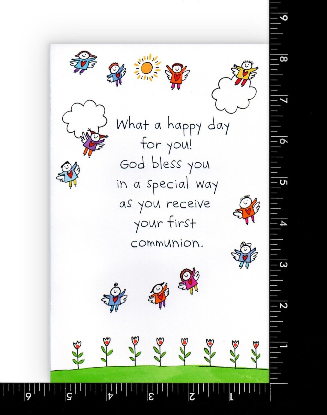 Religious FIRST COMMUNION Card, Cute Kid Angels by American Greetings + Envelope