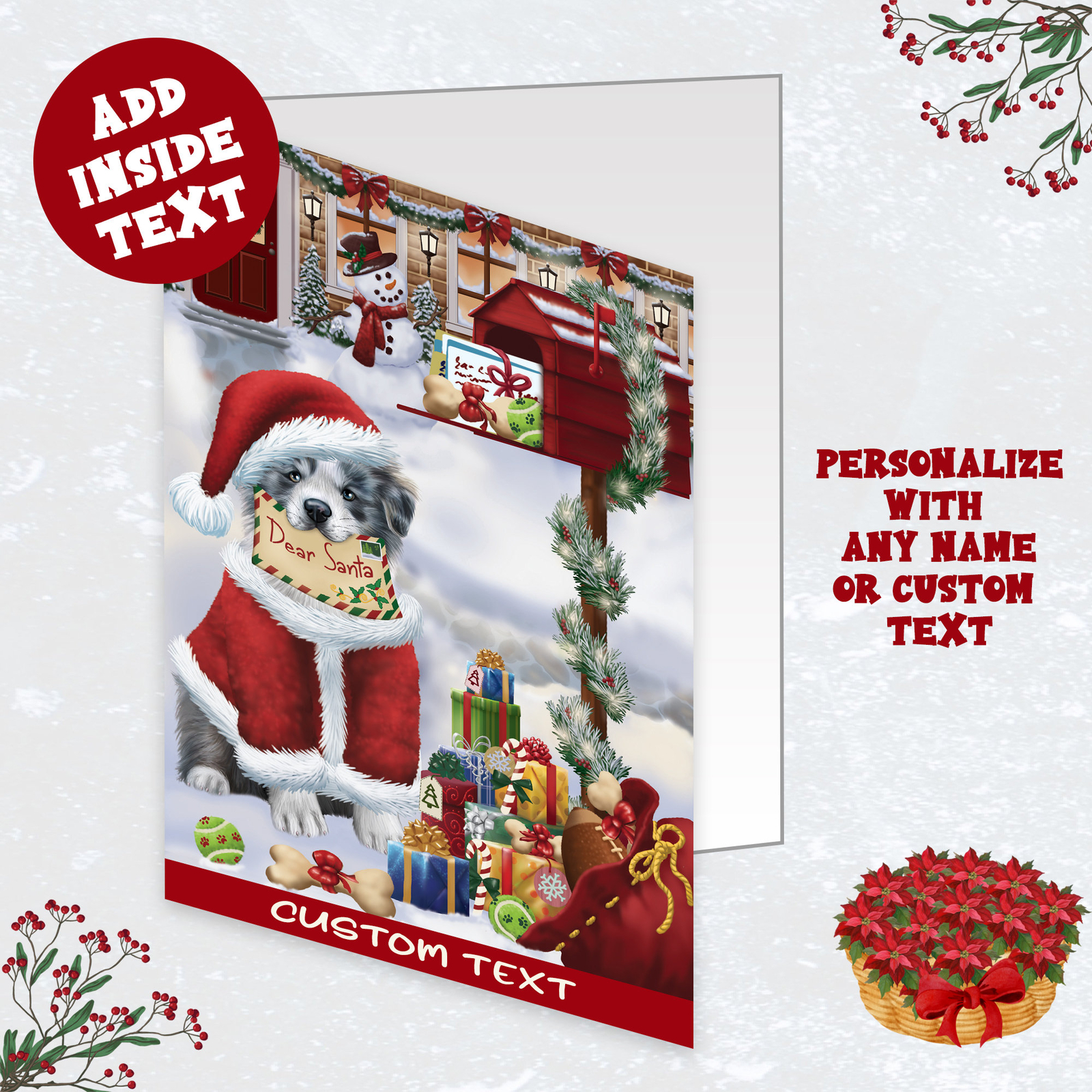 Border Collie Dog Greeting Cards and Note Cards with Envelopes Christmas NWT