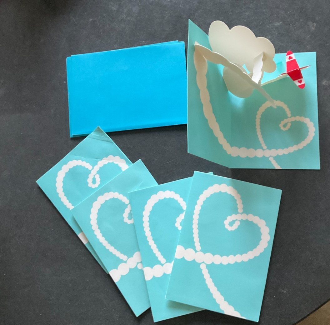 MoMA Pop-Up Lot of 5 Heart Love Skywriting Plane Blank Note Cards