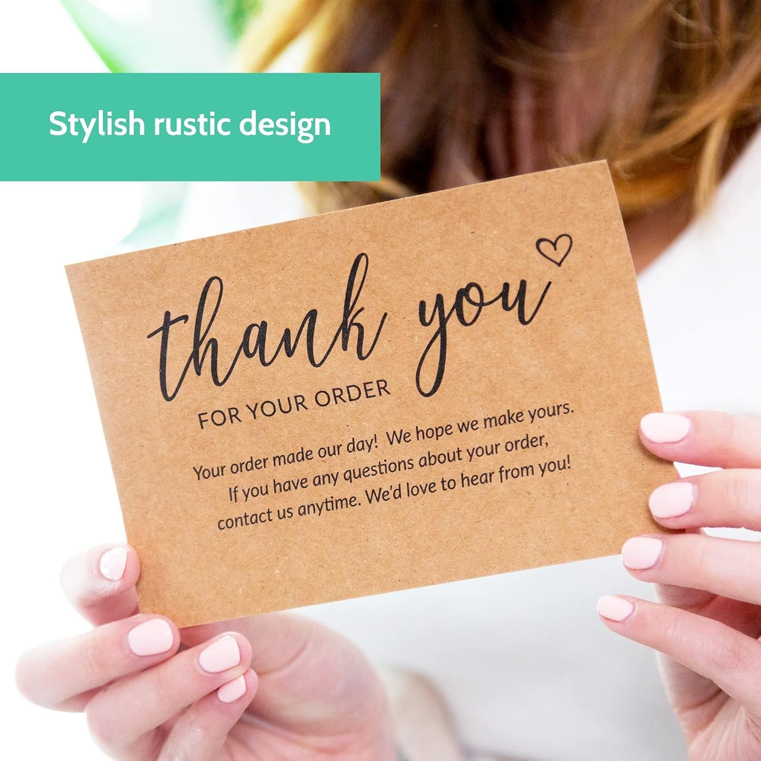 Elegant 50 Count Bulk Thank You Cards – 4×6 Kraft Cards for Professional Appeal