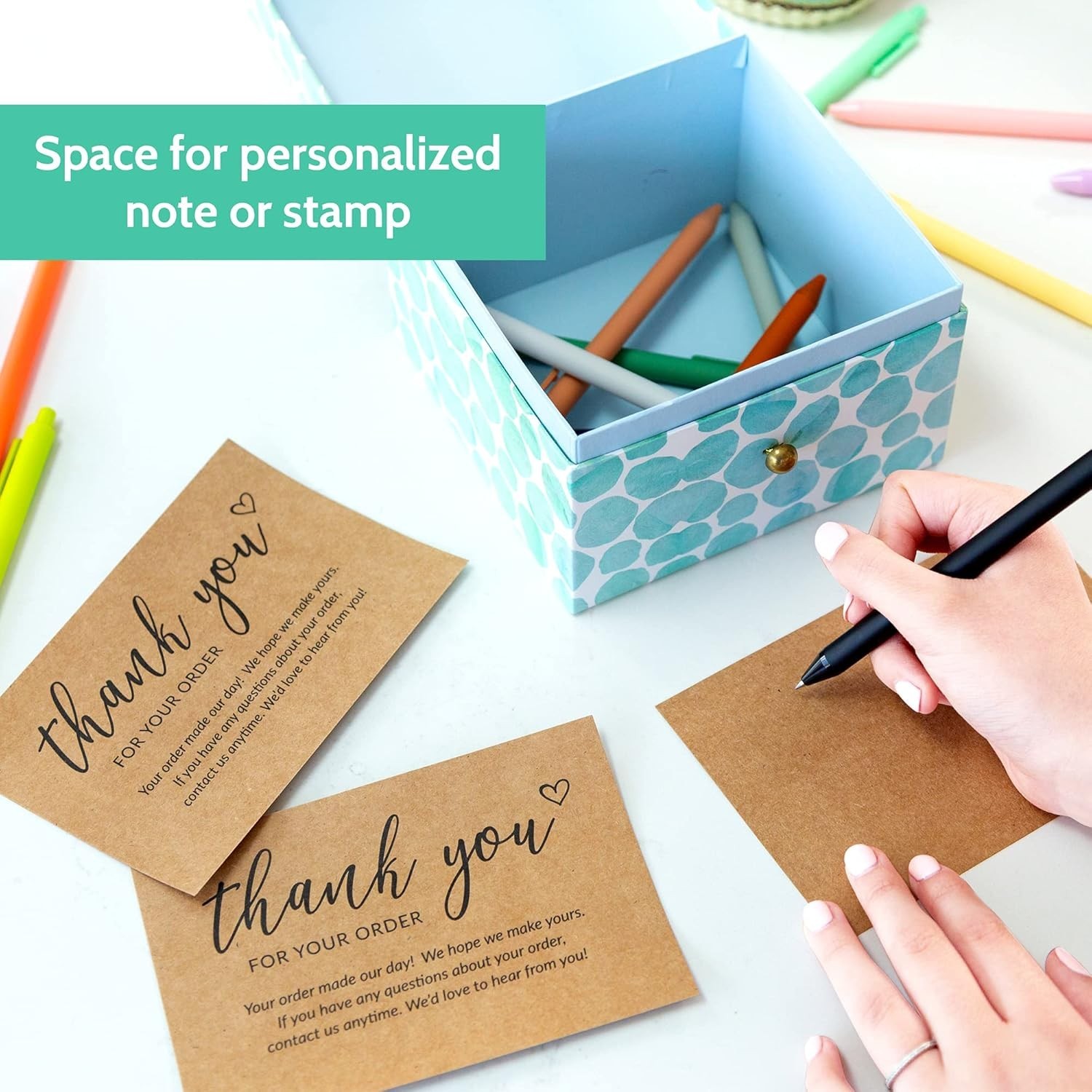 Elegant 50 Count Bulk Thank You Cards – 4×6 Kraft Cards for Professional Appeal