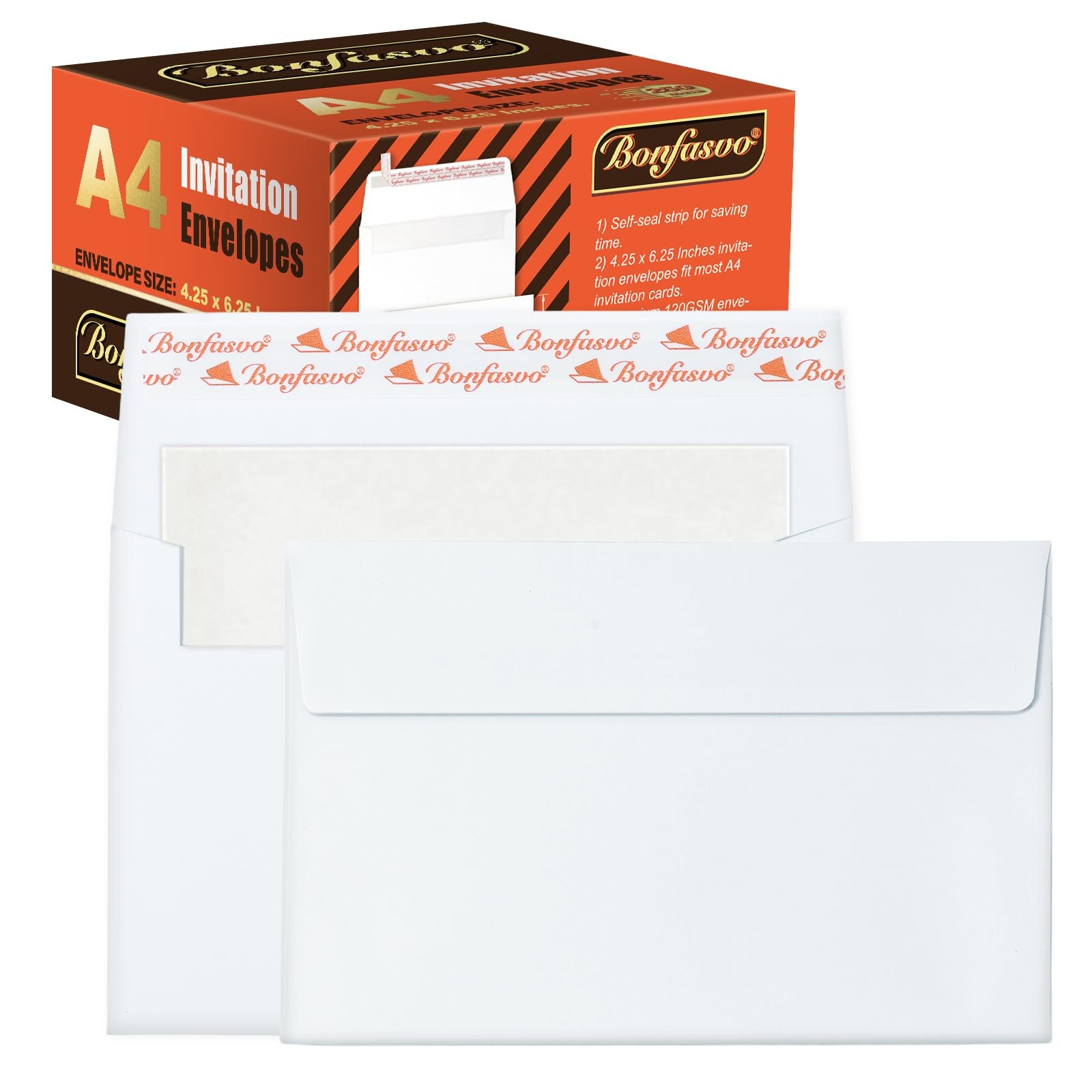 250 PCS A4 White Invitation Envelopes 4.25×6.25 Inch Self Sealing Mailer
