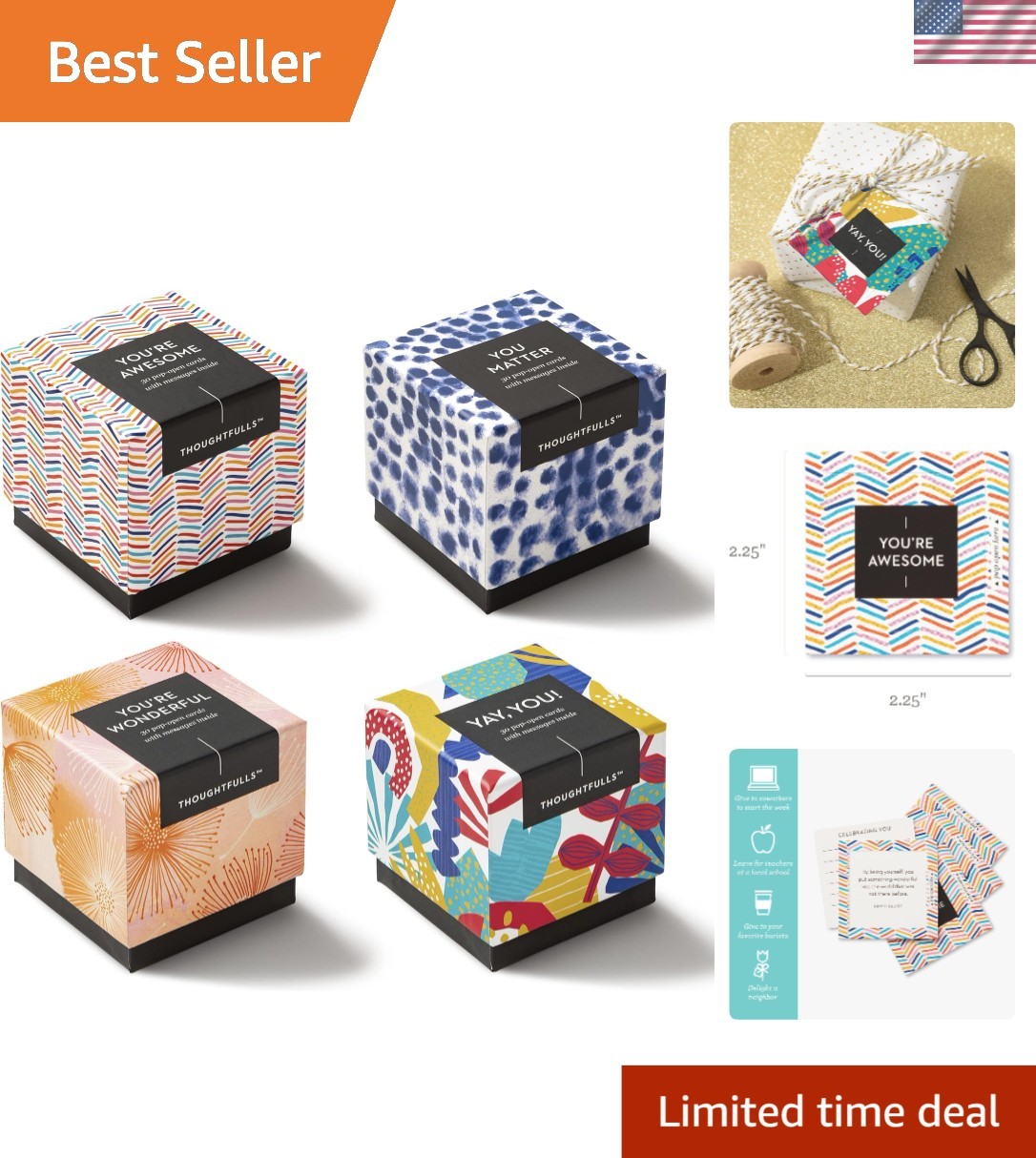 4-Pack ThoughtFulls Cards: Spread Kindness with 120 Unique Positive Affirmations