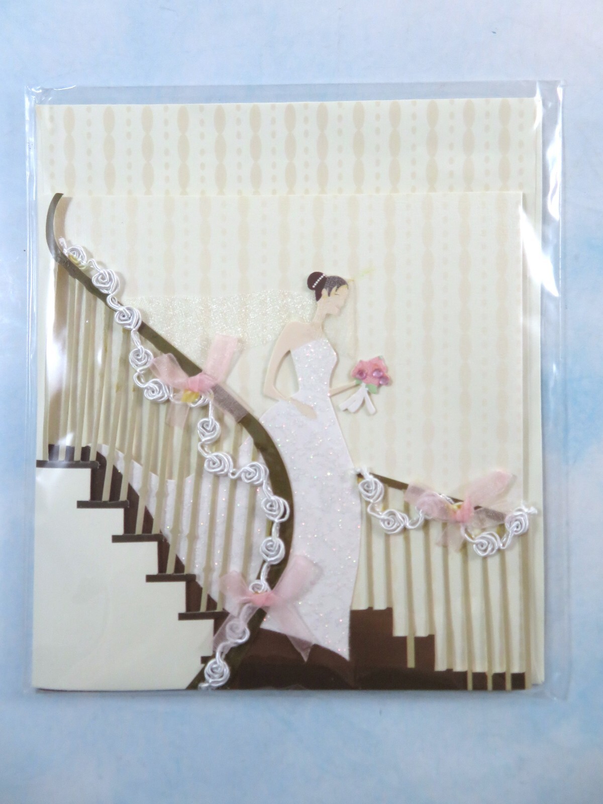 Paper Magic Wedding Congrats Card Tri-Fold Square 3D Embellished New With Defect