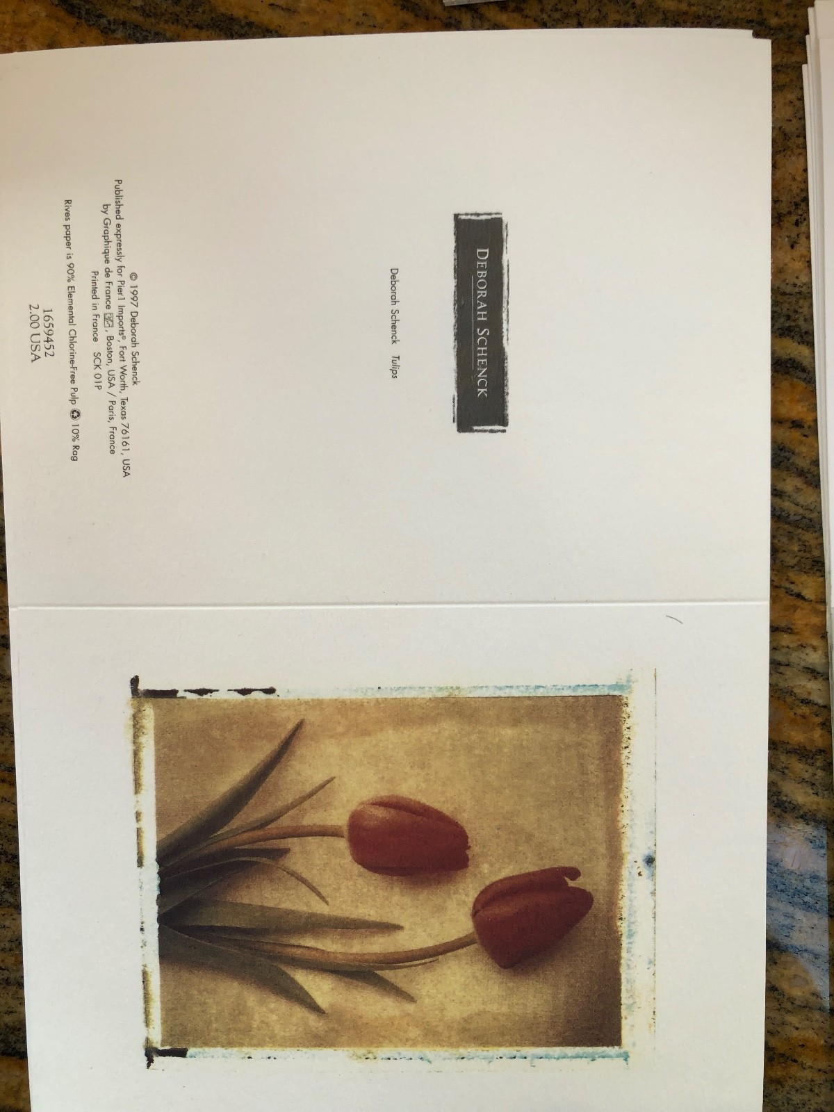 GREETING CARDS – 10 Cards with Envelopes – Deborah Schenck – flowers – TULIPS