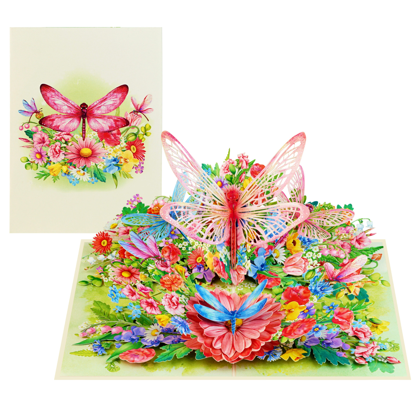 Butterflies Dragonflies Pop Up Card 3D Greeting Card Handmade Nature Gift