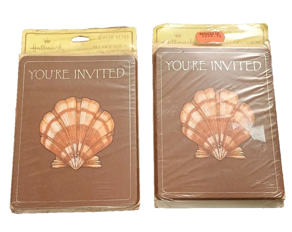 Lot 2 Packages Vtg 1980s Hallmark Clam Shell All Occasion Party Invitations Cute