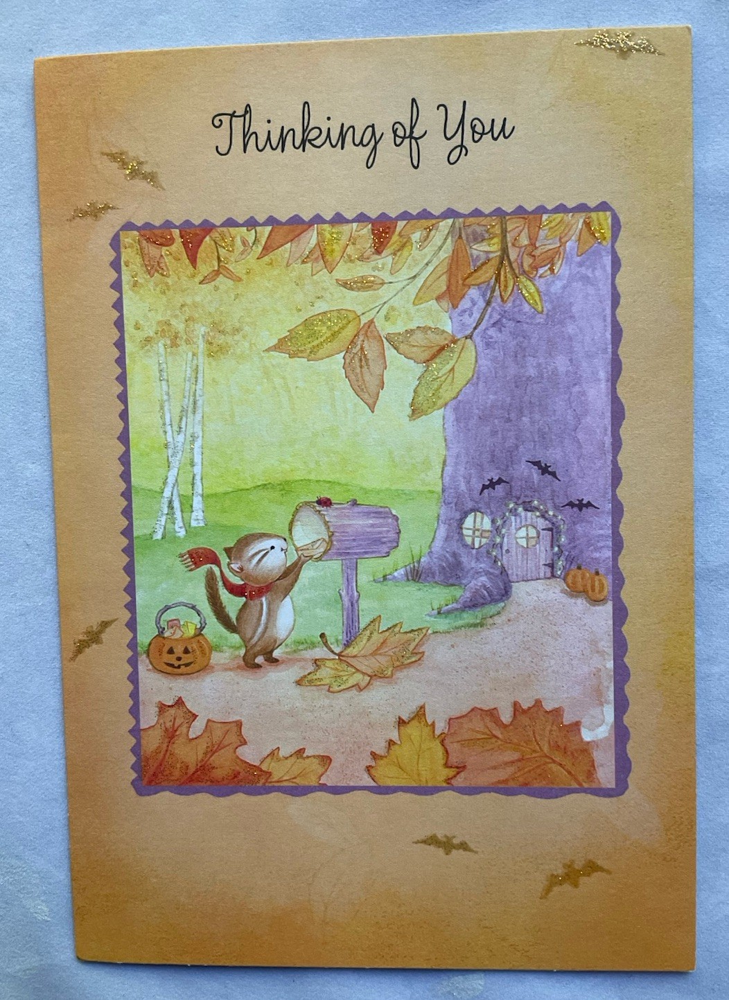 Hallmark Halloween Greeting Card, Squirrel, Glitter In Front, Thinking Of You