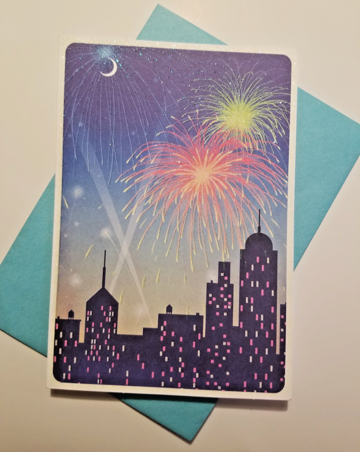 New Year’s Greeting Card Hallmark Skyline City Contemporary Fireworks General
