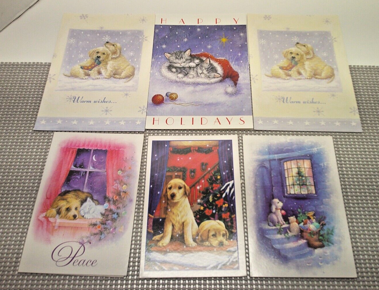 Lot of 6 Mixed Christmas Cards Cats and Dogs