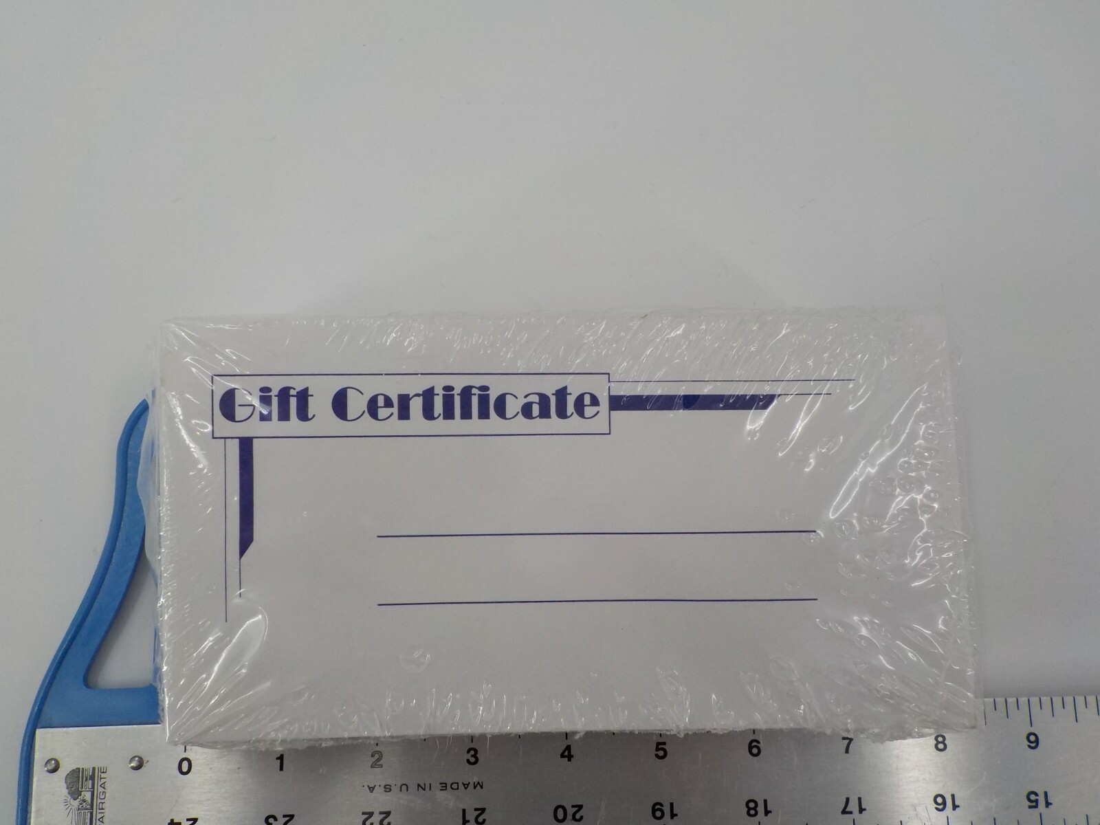 100 COUNT GIFT CERTIFICATE ENVELOPES WHITE W/ BLUE LETTERS & LINES 7.5X4 INCHES