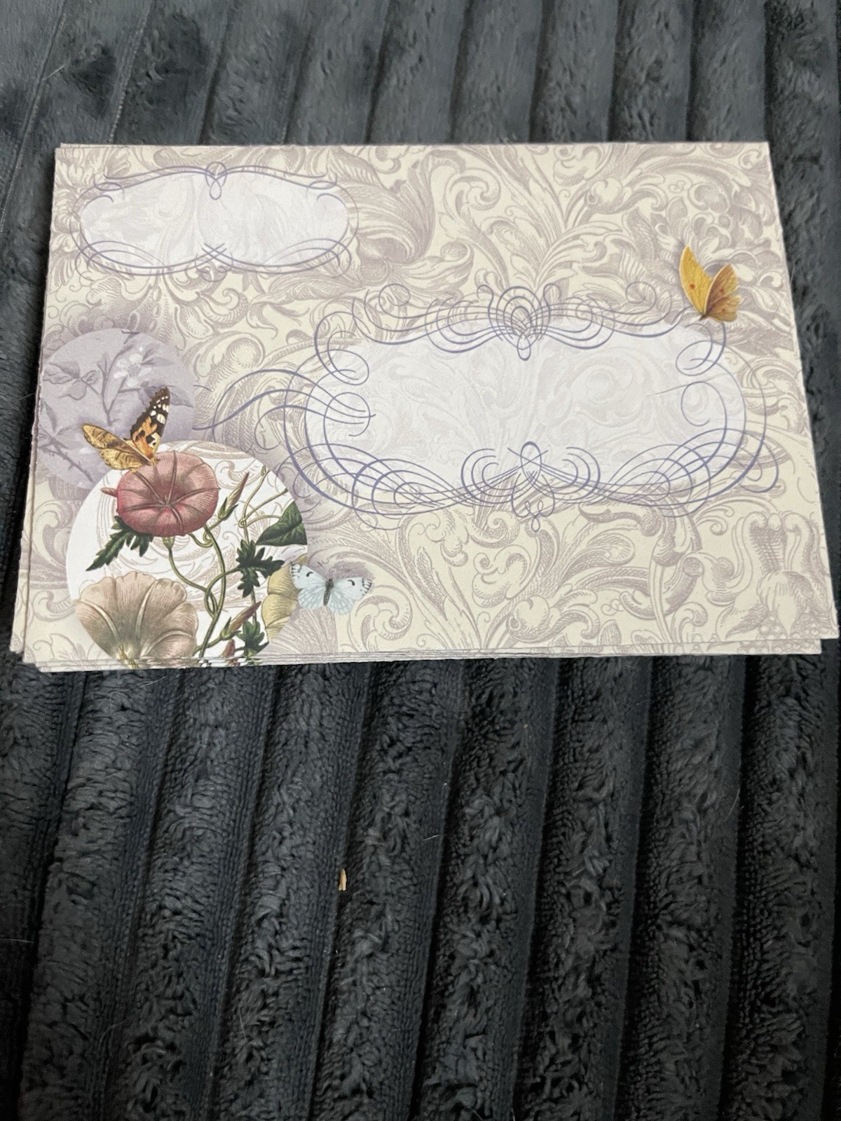 Punch Studio Purple Butterfly 9 Cards/Envelopes Vtg Style White Rhinestone