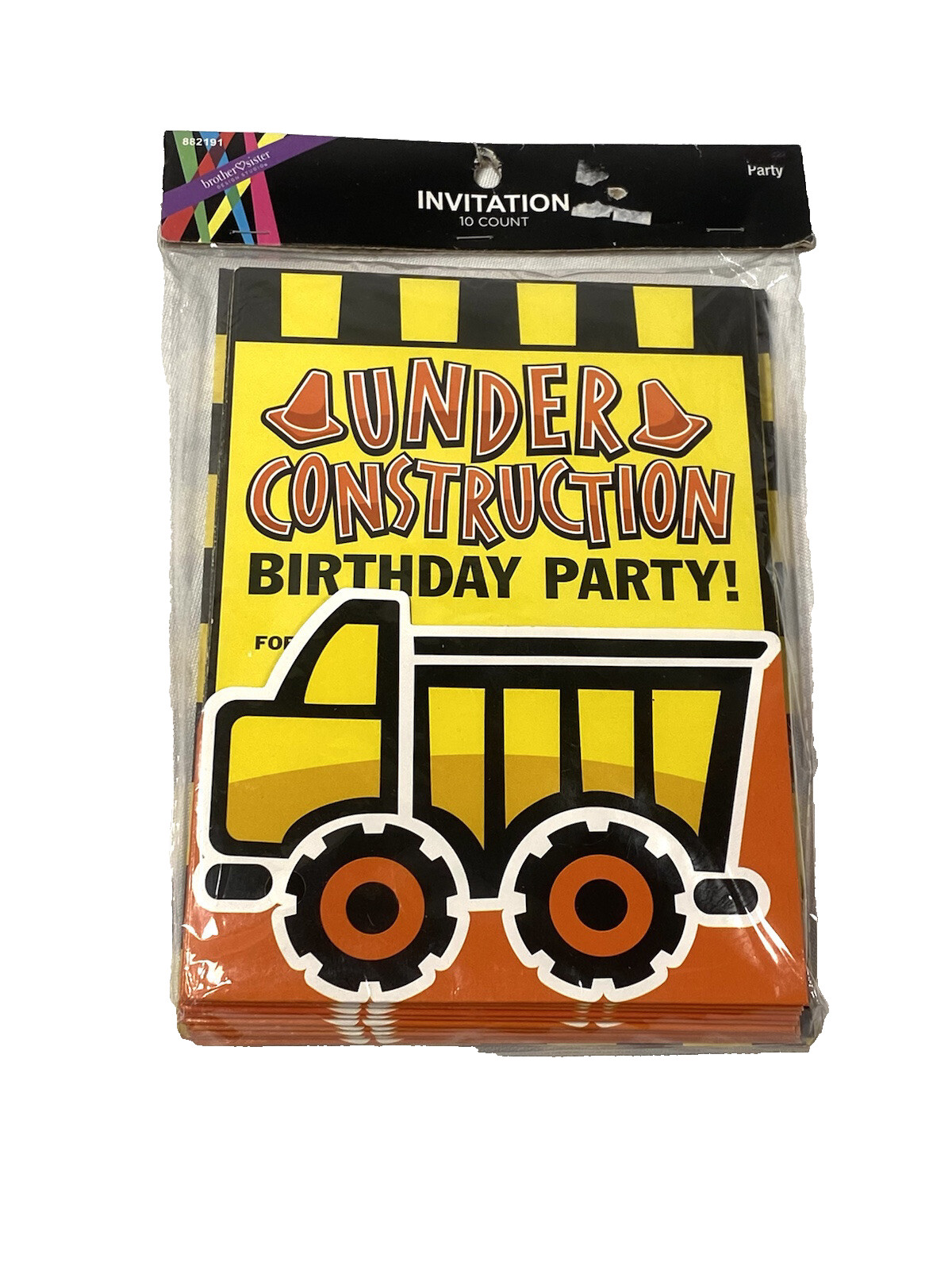 10 count brother sister design studio construction birthday party invitations