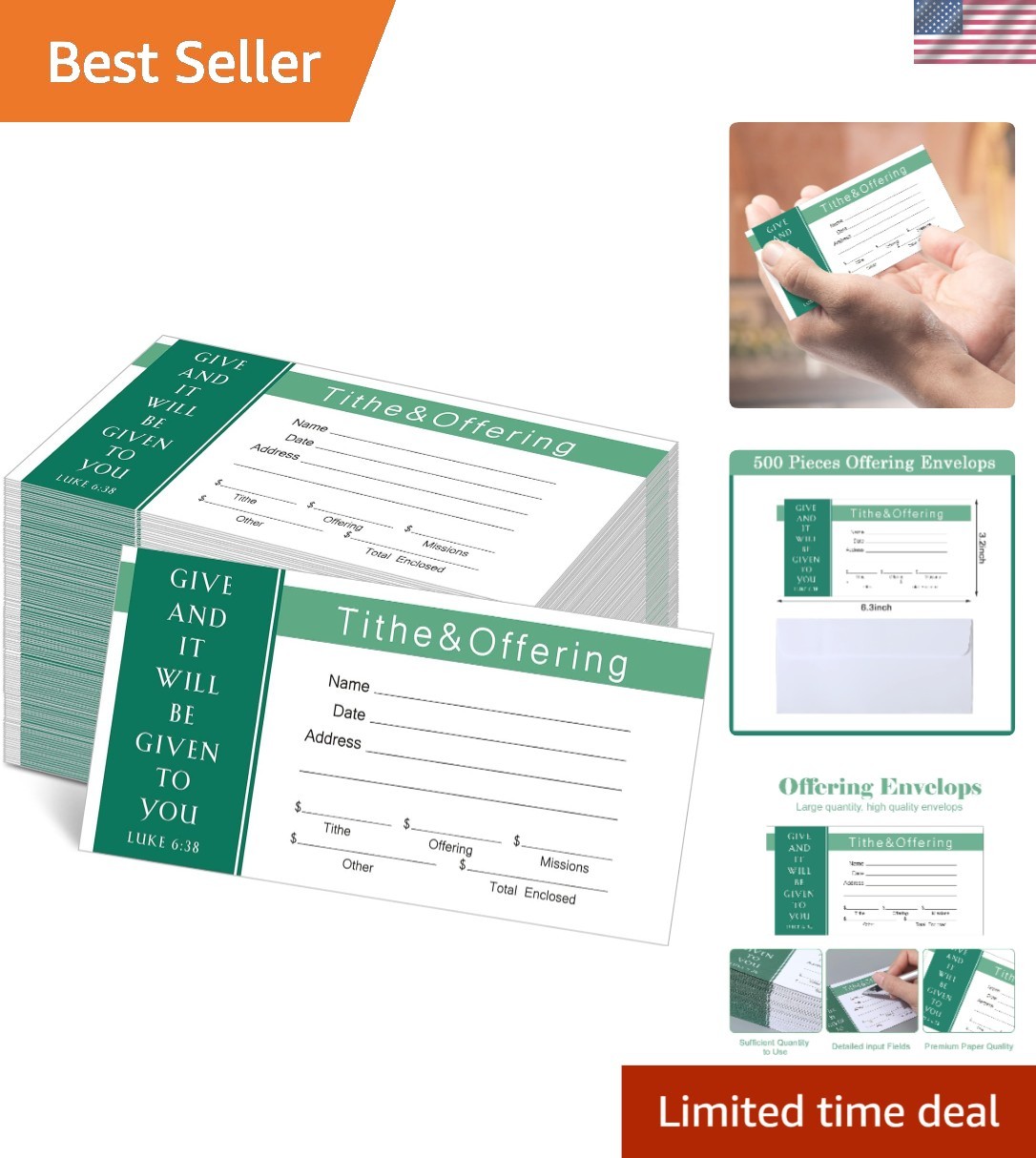 Durable 500 Count Tithing Envelopes with Personalization Space – Stylish Choice